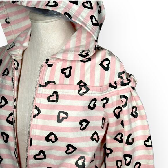 Rare MARC JACOBS Zip Hoodie Pleated Jacket Striped Heart Gorpcore Pink Whimsical - Picture 4 of 13